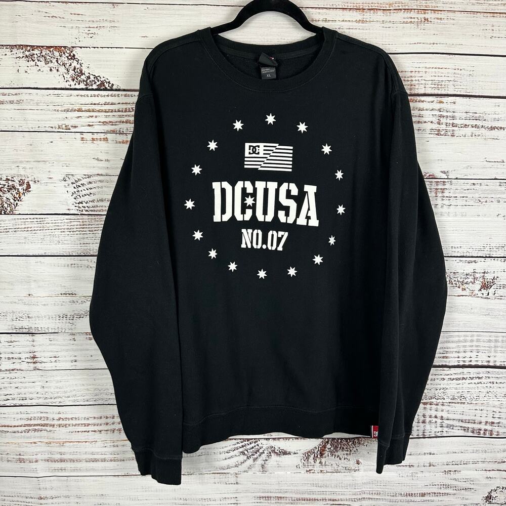 DC Shoes Dyrdek Black Spell Out Logo Skateboarding Crewneck Sweatshirt Mens XL